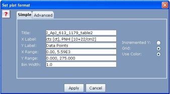 2D Histogram: Properties Dialog (Simple tab)