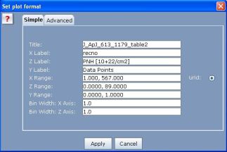 3D Histogram: Properties Dialog (Simple tab)