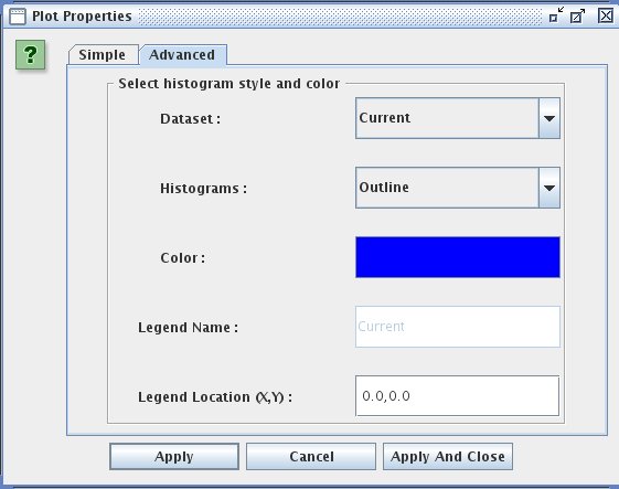 2D Histogram: Properties Dialog (Advanced tab)