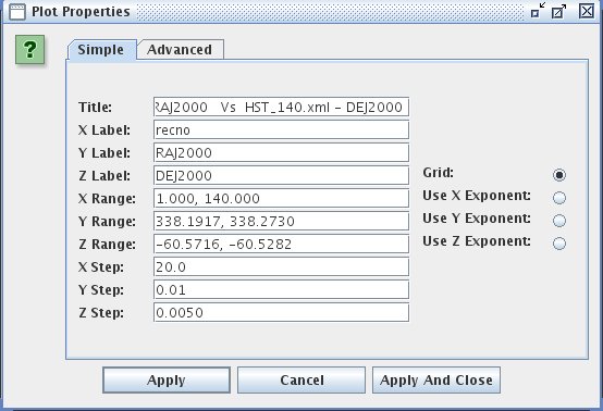 3D Scatter Plot: Properties Dialog (Simple tab)